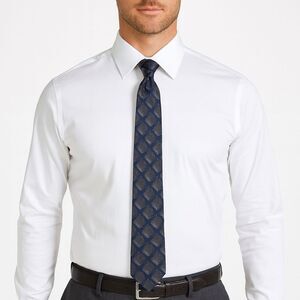 Pronto Uomo Men’s 100% Silk Necktie Blue Black Diamond Pattern 58” L  X  3.5” W